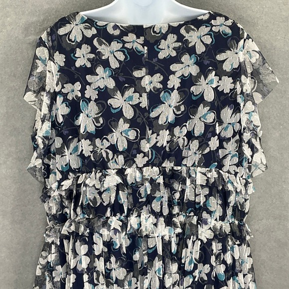 Lane Bryant Floral Ruffle Dress Sz 22 / 24 Flowy Babydoll Sheer Overlay‎ Party - Picture 6 of 13